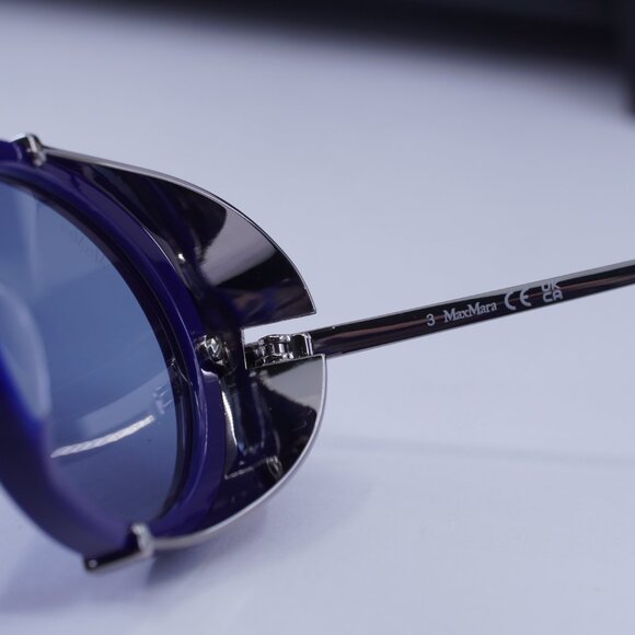 MaxMara SELMA MM0103 90X Oval Sunglasses - Blue/Silver/Blue - Picture 5 of 11